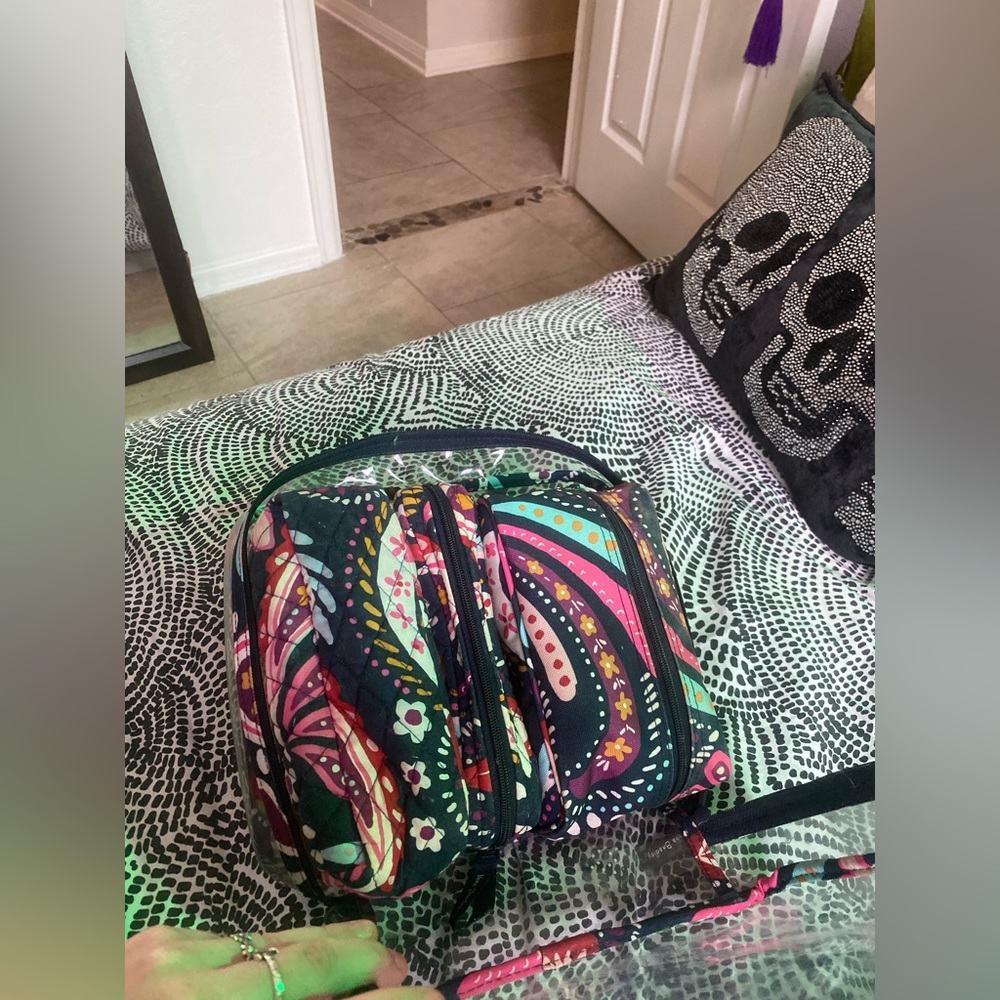 Vera Bradley 4 piece makeup storage makeup bag clear
